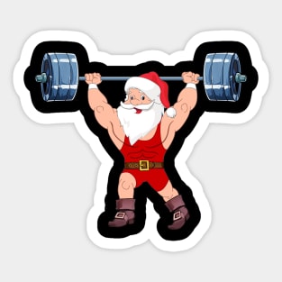 Santa Weightlifting Christmas Fitness Gym Deadlift Sticker